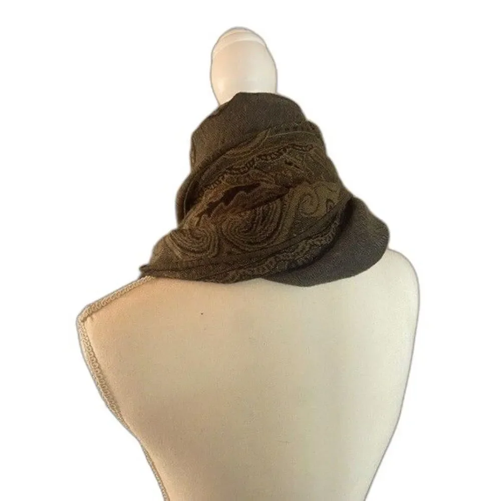 One of a Kind Cashmere Scarf Shawl Dark Green Brown 27